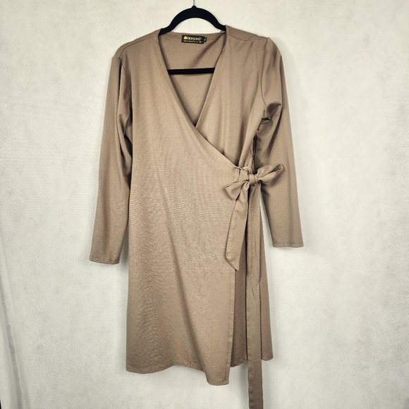 Stanzin Tan Wrap Dress - Picture 2 of 4
